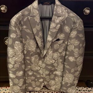 Elegant Floral Blazer in Gray 46 R